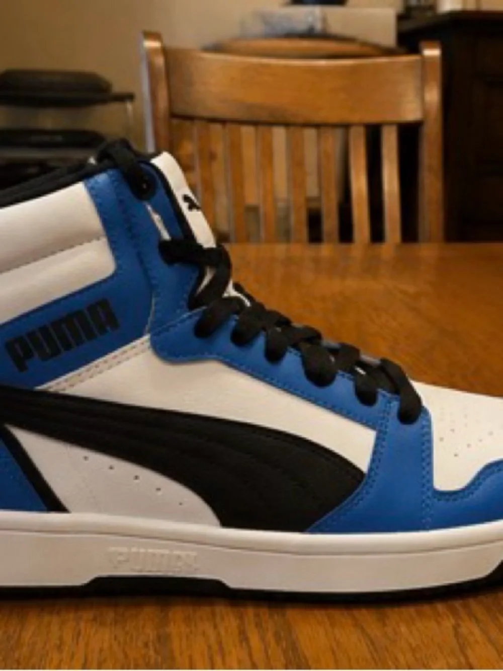 Puma High-Top Sneakers in White, Blue and Black